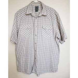 GC Blue Vintage Collection Pearl Snap Shirt in Tan‎ & Brown Plaid Men's size XXL